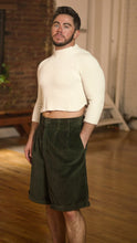 Load image into Gallery viewer, Vintage High Waisted Green Tweed Corduroy Shorts

