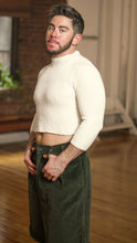 Load image into Gallery viewer, White Cropped Fisherman Knit Sweater
