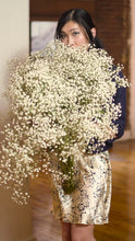 Load image into Gallery viewer, Delicate Cream Slip Dress with Blue Roses
